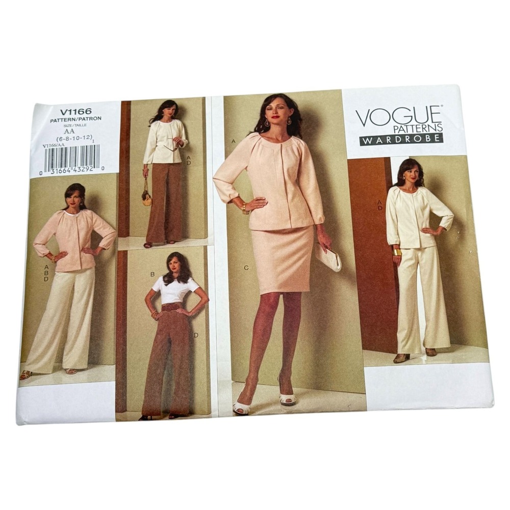 Vogue V1166 Wardrobe Jacket Top Skirt Pants Size 6 8‎ 10 12 Pattern Uncut Sewing